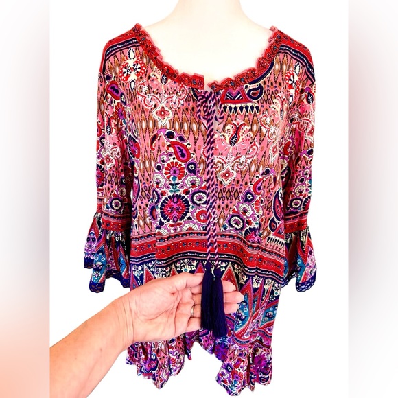 COPY - Breathtaking Bohemian tunic by Naudic of Australia. Sz Med - Picture 4 of 9
